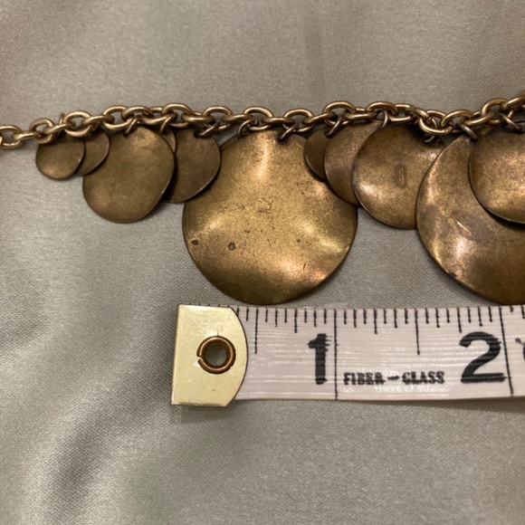 Necklace Brass Discs Brown Suede Cord 18” with 3” Extnsn Lobster Claw Clasp VGUC - Picture 10 of 12
